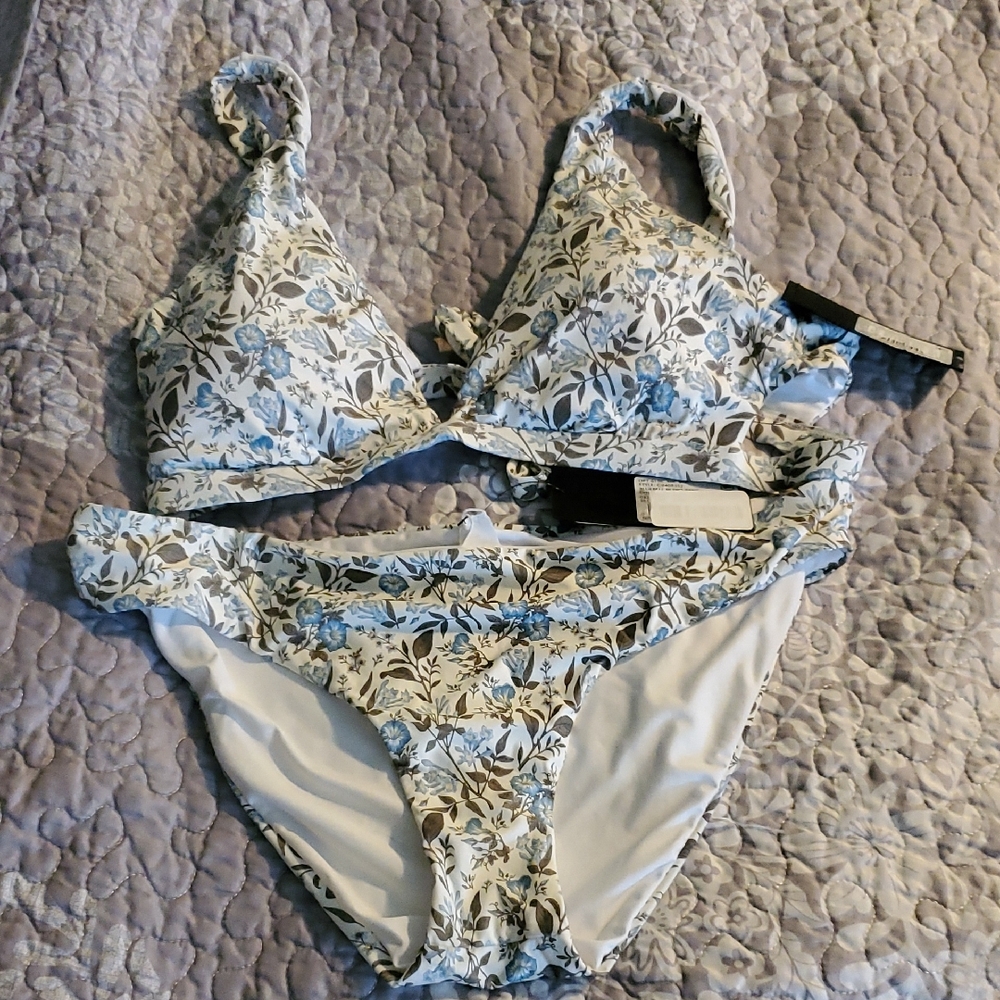 New Giani Bini Blue and Brown Floral Bikini